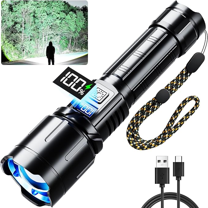 Rechargeable Flashlight 99000 High Lumens, LED Super Bright Flash Light by LIGHTUPYOURNIGHT