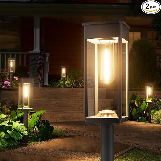 NEWMESSI Solar Pathway Lights Outdoor, 2 Pack Solar Garden Lights IP65 by NEWMESSI