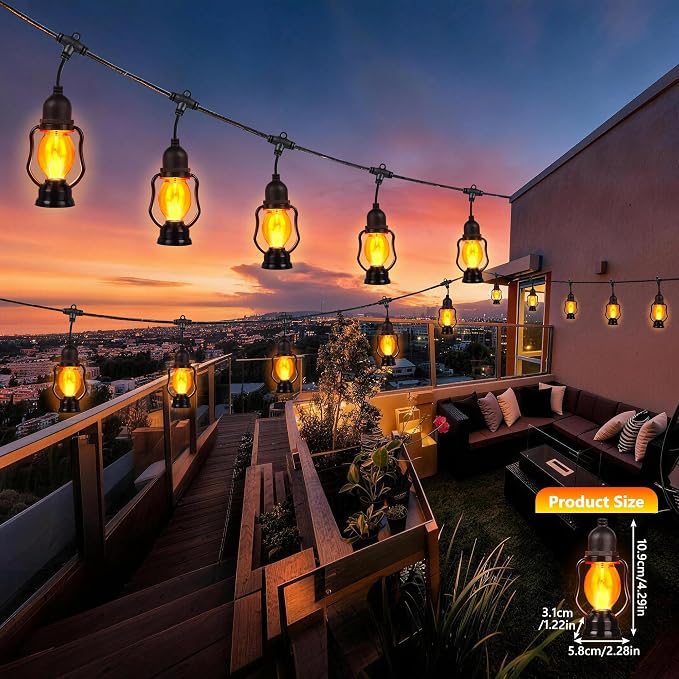Zeiliuled Flame Outdoor String Lights, 21FT Patio Lights - Image 2