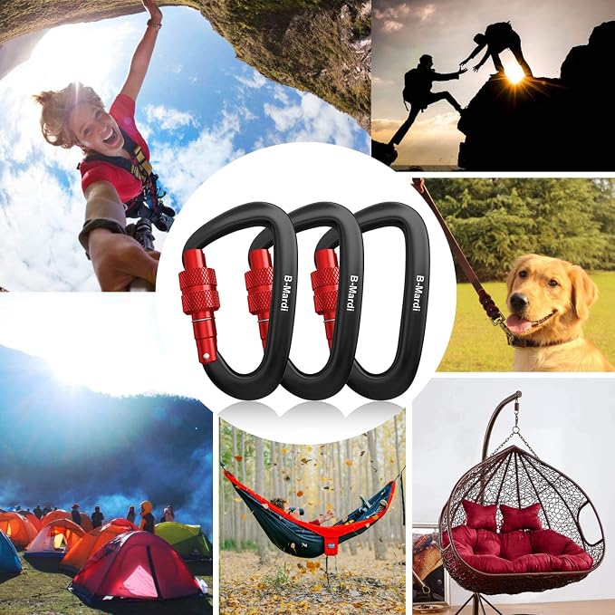 B-Mardi Carabiner Clips Heavy Duty 12kN-Lightweight Locking Carabiners - Image 4