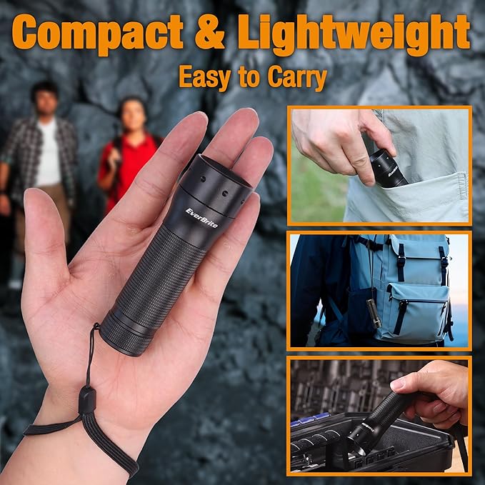 EverBrite Mini Flashlight, Zoomable LED Flash Light, 3 Modes, 3AAA Batteries - Image 2