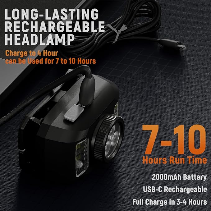 Upgraded Headlamp Rechargeable, Ultra Bright Headlight Flashlight - Image 4