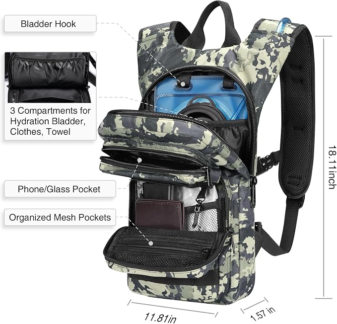 NOOLA Hydration Backpack with 3L TPU Water Bladder, Tactical Molle Water - Image 5