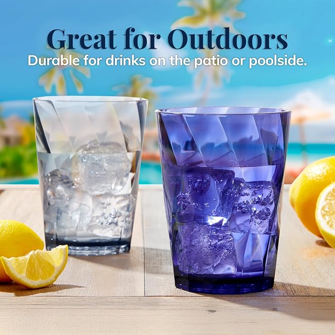 US Acrylic Optix Plastic Reusable Drinking Glasses 14oz Rocks Cups in Coastal - Image 7