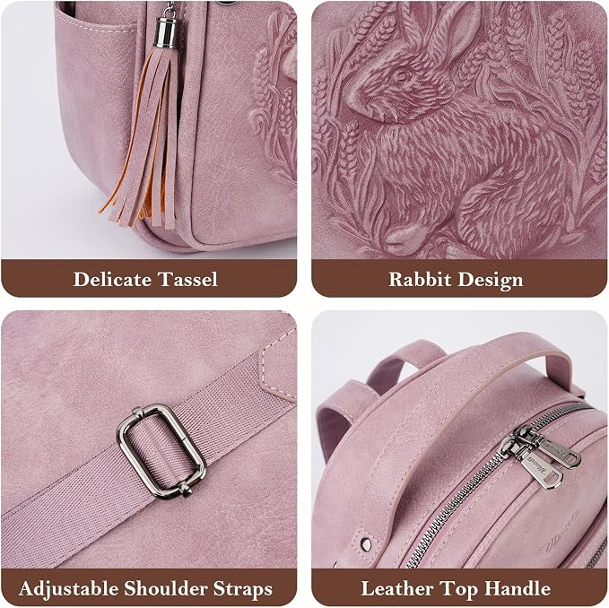 Mini Backpack Purse for Women, Embossed Leather Small Backpack Fashion Travel - Image 6