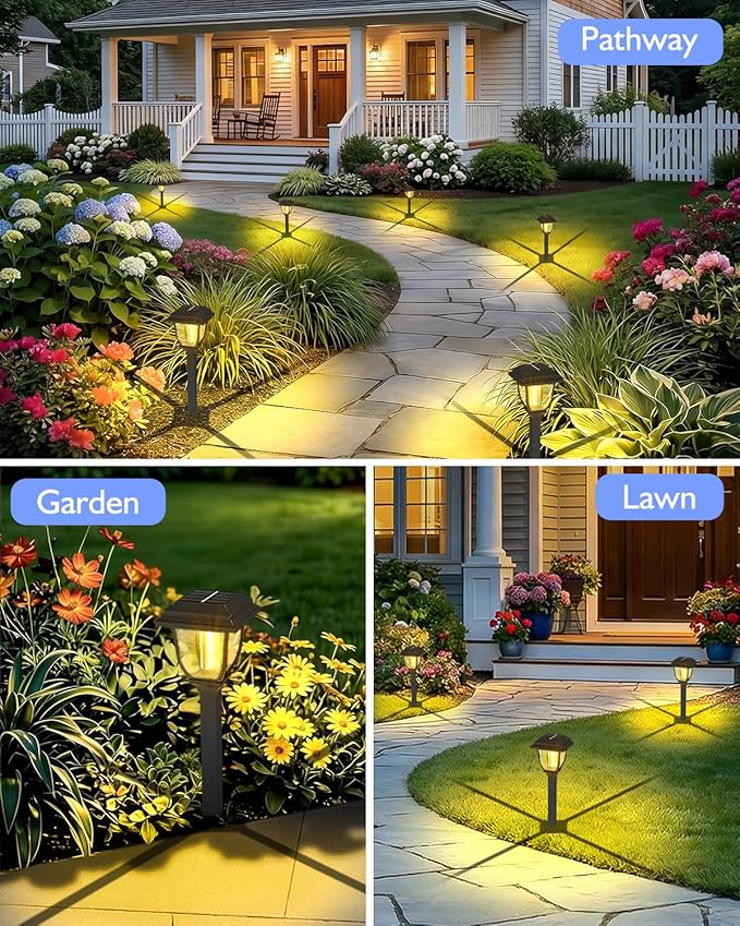 Solar Pathway Lights 2 Pack Mini Outdoor 3000K Bright Auto On/Off Solar Garden - Image 8