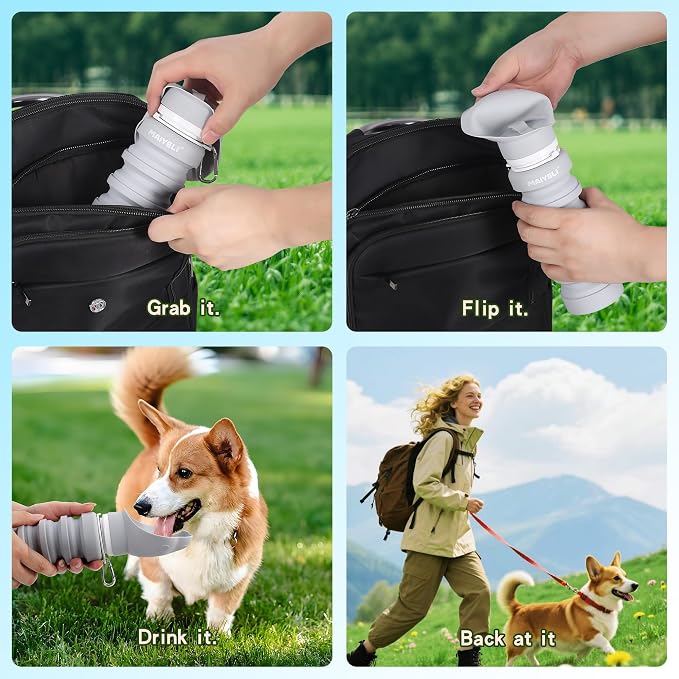 Dog Water Bottle Collapsible & Portable Squeeze, 9oz-17oz Water Dispenser & - Image 3