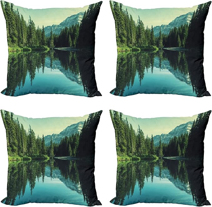 Ambesonne Glacier National Park Throw Pillow Cushion Case Pack of 4, Tree and by Ambesonne