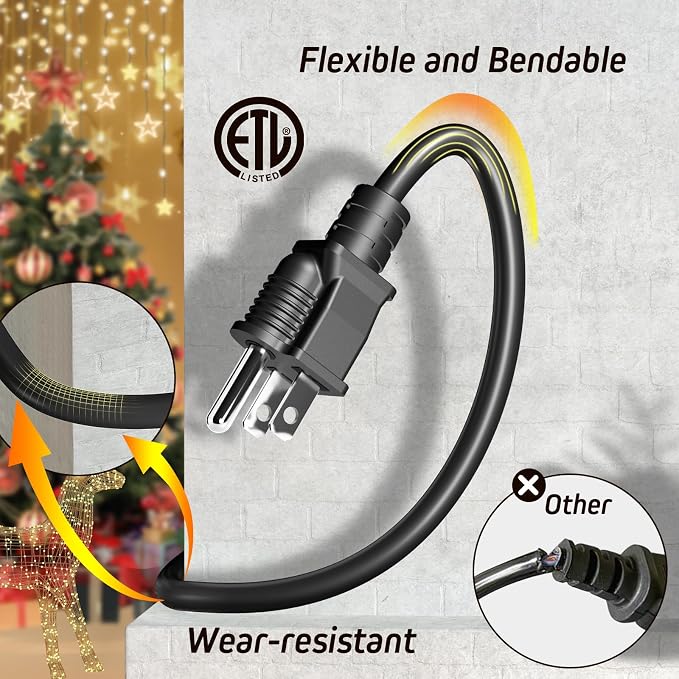 Eversimpleinc Black 1 to 4 Splitter Extension Cord, 3 Prong Plug - Image 6