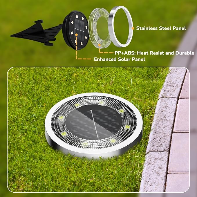 INCX Solar Ground Lights, 16 Pack Solar Lights Outdoor Waterproof, Solar Garden - Image 8