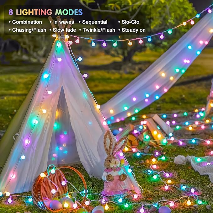 JMEXSUSS 100 LED Connectable Easter Lights String Indoor, 33 ft Globe String - Image 4