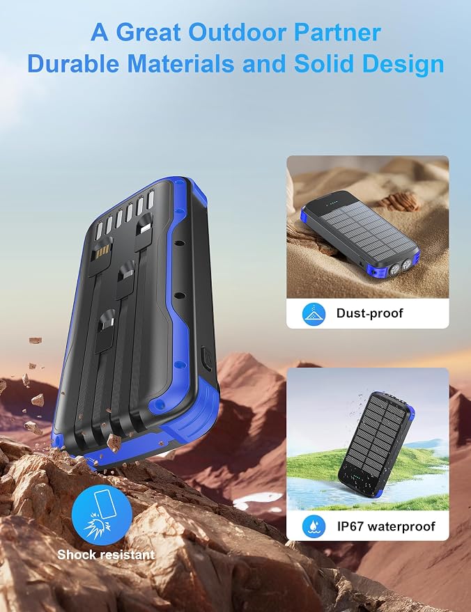 Solar Charger Power Bank, PD 20W Fast Charging External Batter, 40000mAh - Image 8
