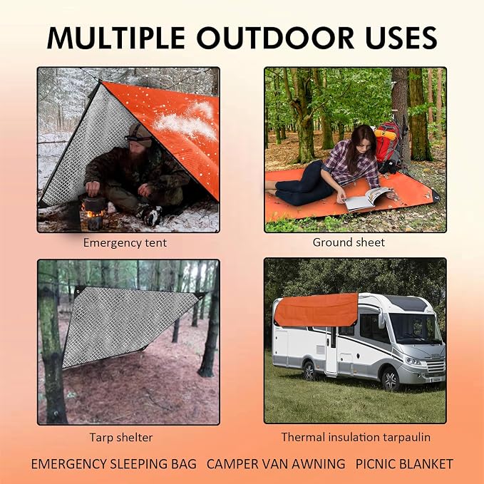 4 Pack Upgrade Survival Blanket – Insulated Thermal Reflective Tarp - Image 5