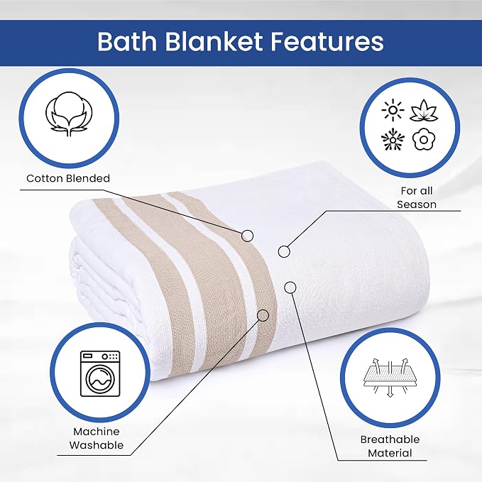 Linteum Textile Cotton Blended Hospital Patient Bath Blanket, Bed Bath Sheet - Image 3