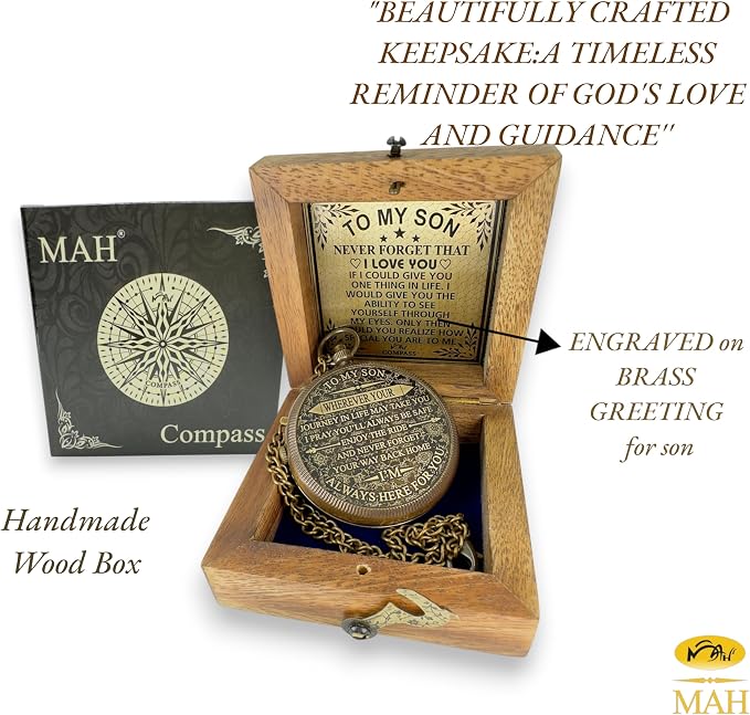 Brass Compass Gift to My Son Never Forget I Love You, Sentimental Keepsake from - Image 9