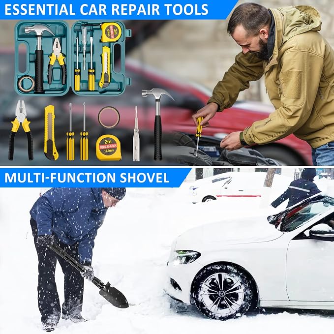 Emergency Car Kit with Jumper Cables & Snow Shovel, Winter Roadside Assistance - Image 4