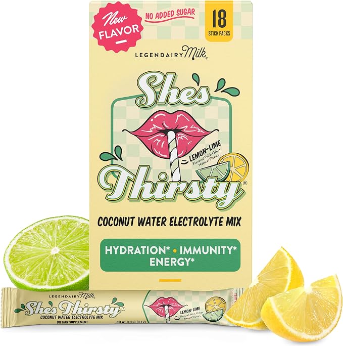 Legendairy Milk She's Thirsty Lemon Lime, No Sugar Added Electrolytes Powder by LegendairyMilk