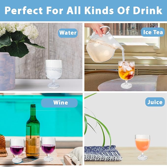 Lily's Home Unbreakable Plastic Wine Glasses Set of 8, 12 oz Shatterproof - Image 5