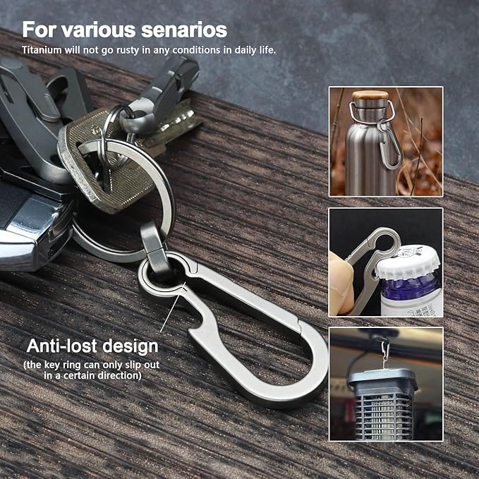 PJYTAC Key Chain Clip Titanium Carabiner Keychain Quick Release Carabiner - Image 5