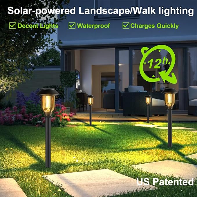 Solar Pathway Lights Outdoor 8 Pack, Warm White Solar Path Lights, Waterproof - Image 4