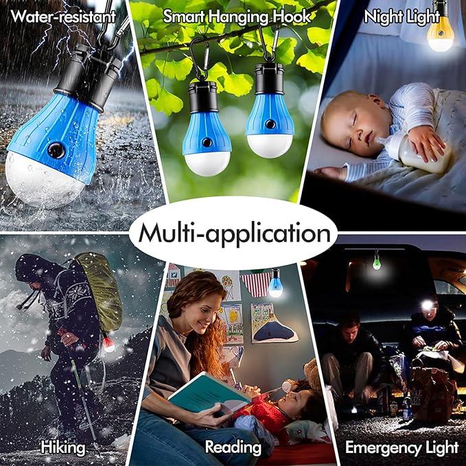FLY2SKY Tent Lamp Portable LED Tent Lights Blue 5 Packs Hook Hurricane - Image 5