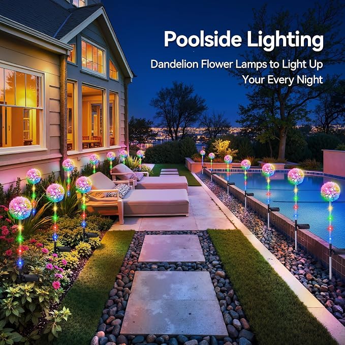 WdtPro Solar Lights Outdoor Garden Decor, 6 Pack Solar Flower Lights, 2 Modes - Image 6