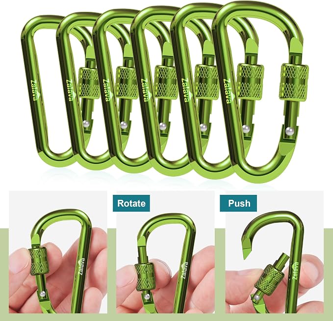 6PCS Carabiner Keychain, 2 inch Aluminum D-Clip Caribeener - Image 6