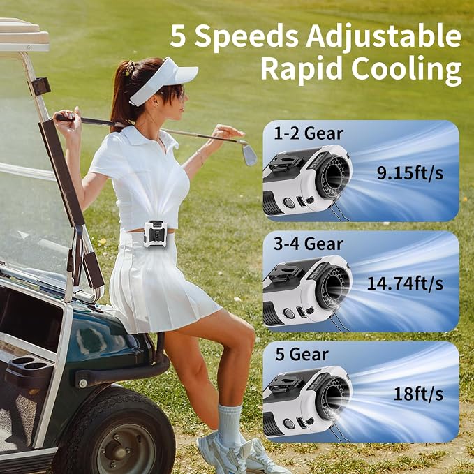 Socool 10000mAh Portable Waist Fan Clip on Wearable Belt Personal Fan - Image 2
