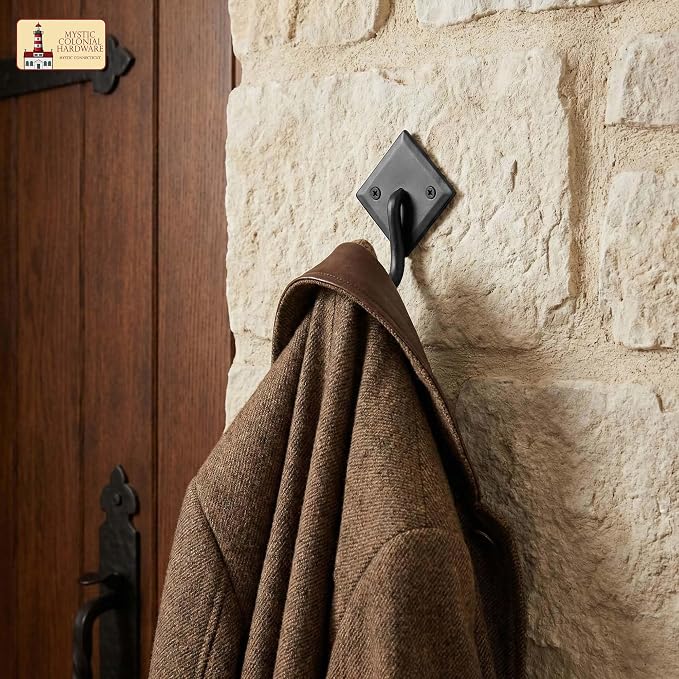 Mystic Colonial Rustic Cast Iron Wall Hooks, 3.6" Heavy Duty Coat Hooks - Image 6