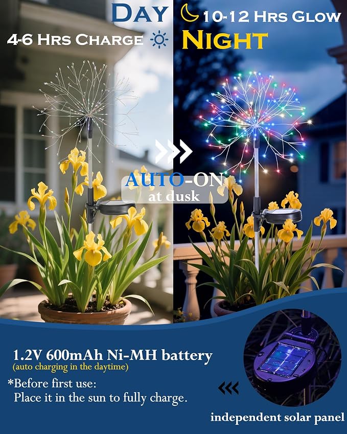 Solar Garden Lights Outdoor Yard Decorations, 4 Pack 150Leds Pathway Light - Image 4