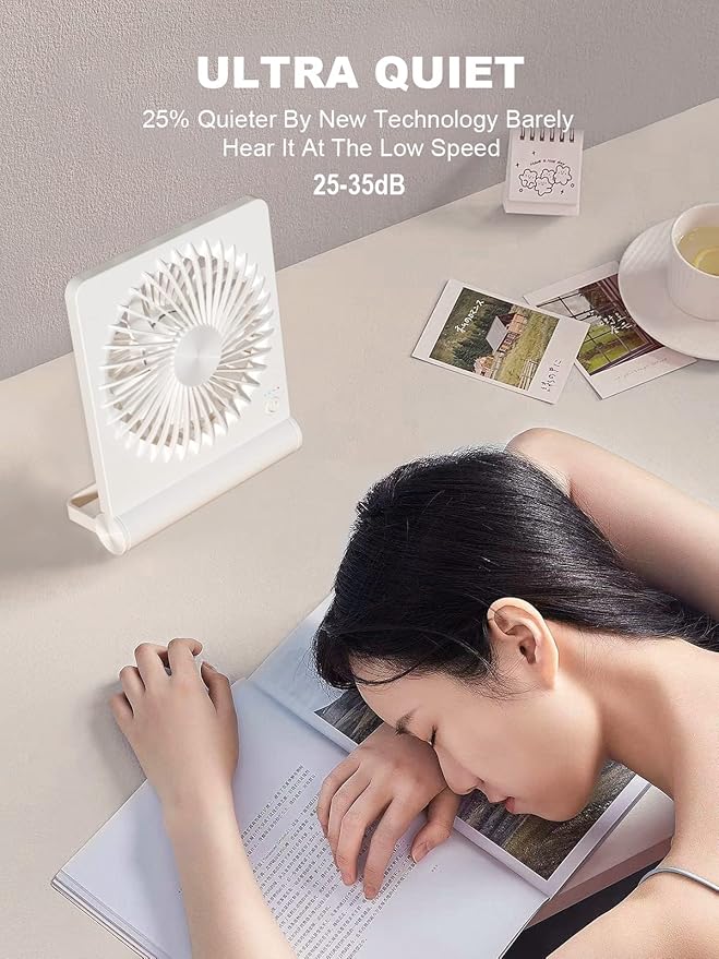 Small Desk Fan, Rechargeable USB Fan Battery Operated, Ultra Quiet, Strong Wind - Image 2
