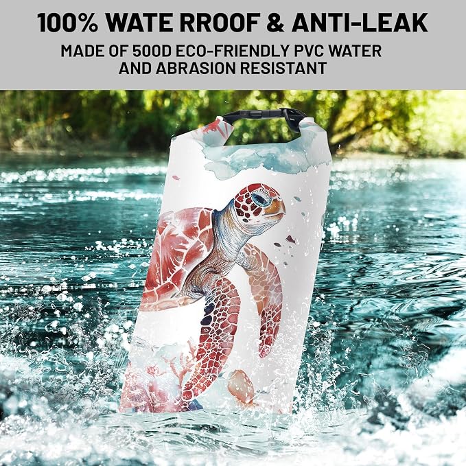 Waterproof Dry Bag, Sea Turtle Jellyfish Coral Red Small Waterproof Backpack - Image 2