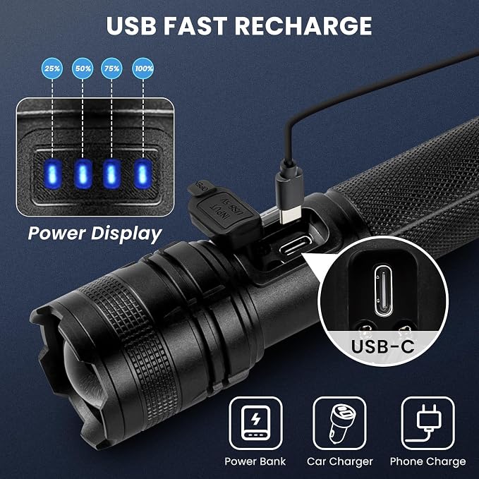 THY TRY Rechargeable LED Flashlights High Lumens, 90000LM Super Bright - Image 6