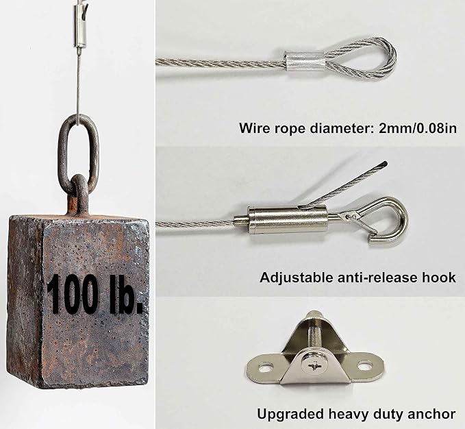 6 Sets Adjustable Hanging Wire Kit, Stainless Steel Multipurpose Suspension - Image 3