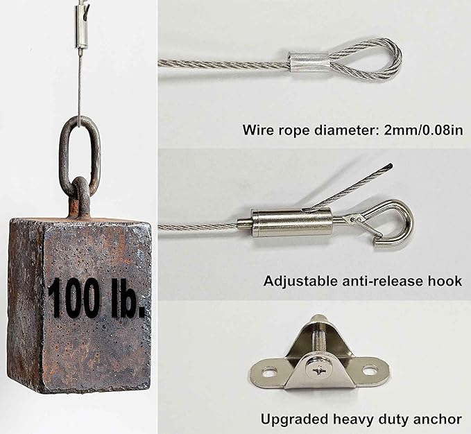 2 Sets Adjustable Hanging Wire Kit, Stainless Steel Multipurpose Suspension - Image 3