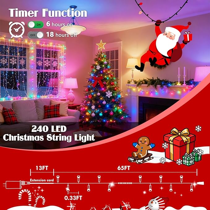 2025 New 88FT 240LED Smart Color Changing Easter String Lights Outdoor App - Image 4