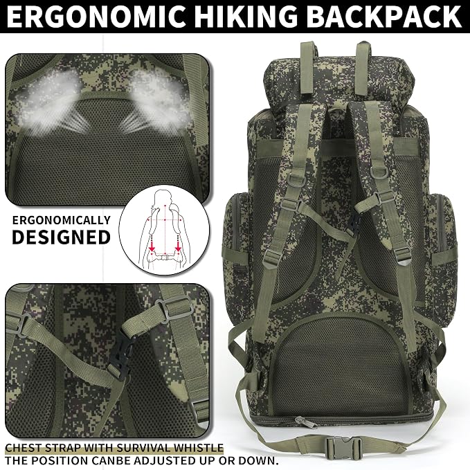 Hiking Backpack for Men 70L/100L Camping Backpack Military Rucksack Molle 3 - Image 5