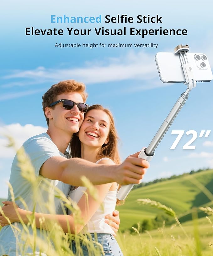 Fuloview 72'' Selfie Stick for iPhone, Tripod Wireless Remote for Selfies - Image 2