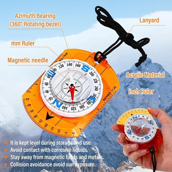 20 Pcs Acrylic Orienteering Compass Hiking Backpacking Survival Reliable - Image 3