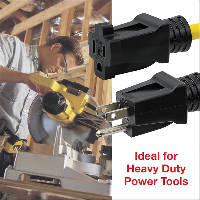 Clear Power 50 ft 12/3 SJTW Heavy Duty Outdoor Extension Cord, Water & Weather - Image 5