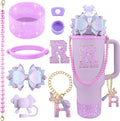 9PCS Purple for Stanley Cup Accessories Set Bling Initials Bow Charms for by Unknown
