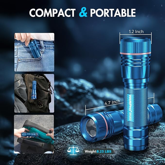 WdtPro Rechargeable Flashlights High Lumens, 1 Pack 10H Long Lasting Super - Image 5
