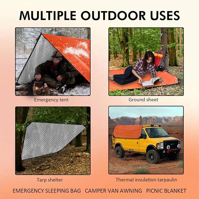 2 Pack Upgrade Survival Blanket – Insulated Thermal Reflective Tarp - Image 5