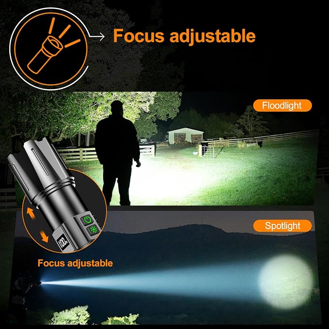 Super Bright Flashlight High Lumens 100000 Rechargeable, Powerful 50W LED - Image 2