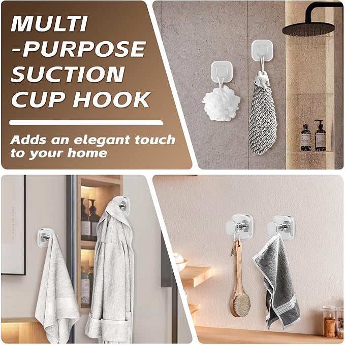 Suction Cup Hooks for Shower Heavy Duty No-Drill– Reusable Multi-Purpose Hooks - Image 3