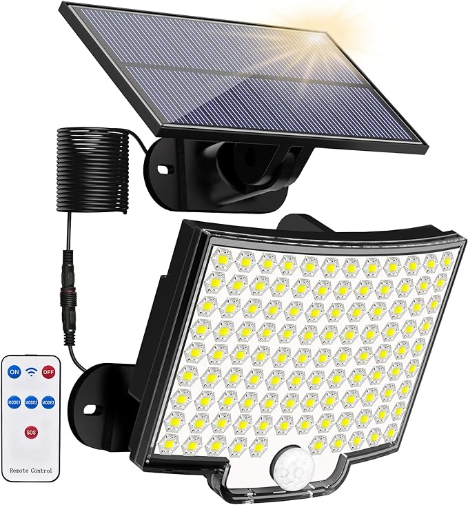 Solar Lights Outdoor, 106 LED 3000LM Solar Powered Motion Sensor Flood Lights by KKERNOWO