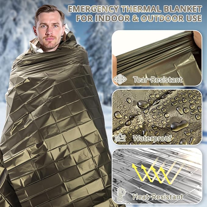 SecuCaptain Survival Emergency Thermal Blankets: Extra Large 84” x63” Space - Image 5
