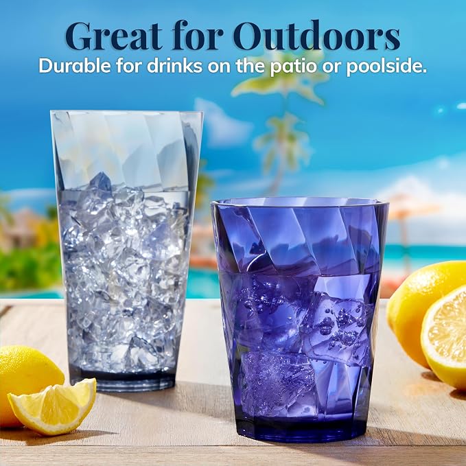 US Acrylic Optix Plastic Reusable Drinking Glasses 14oz Rocks & 20oz Water Cups - Image 7
