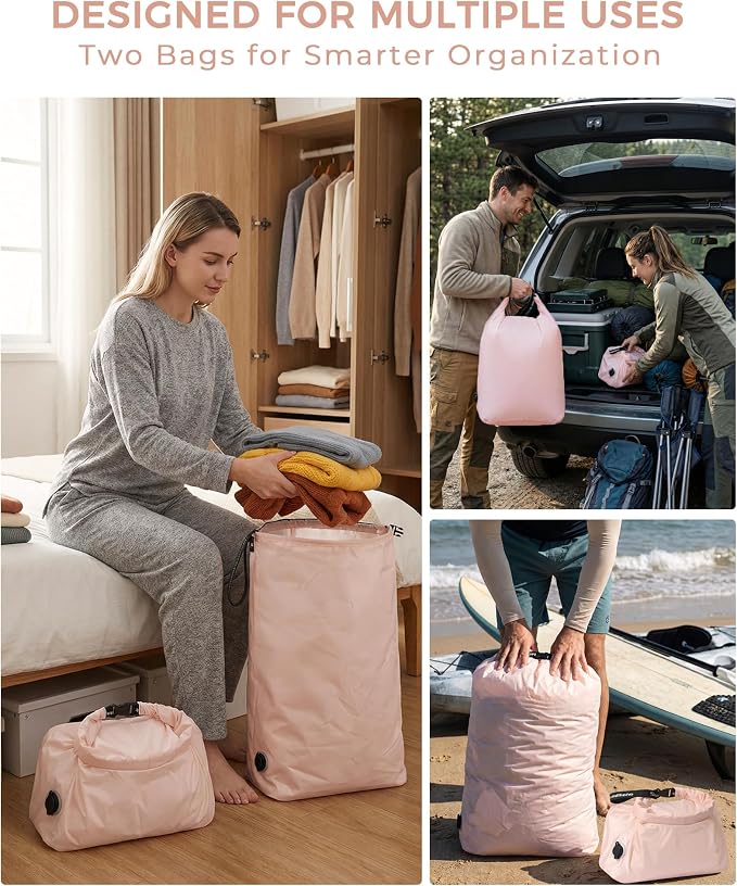 Travel Laundry Bag, Pump-Free Vacuum Compression Dirty Clothes Bag, Reusable - Image 6