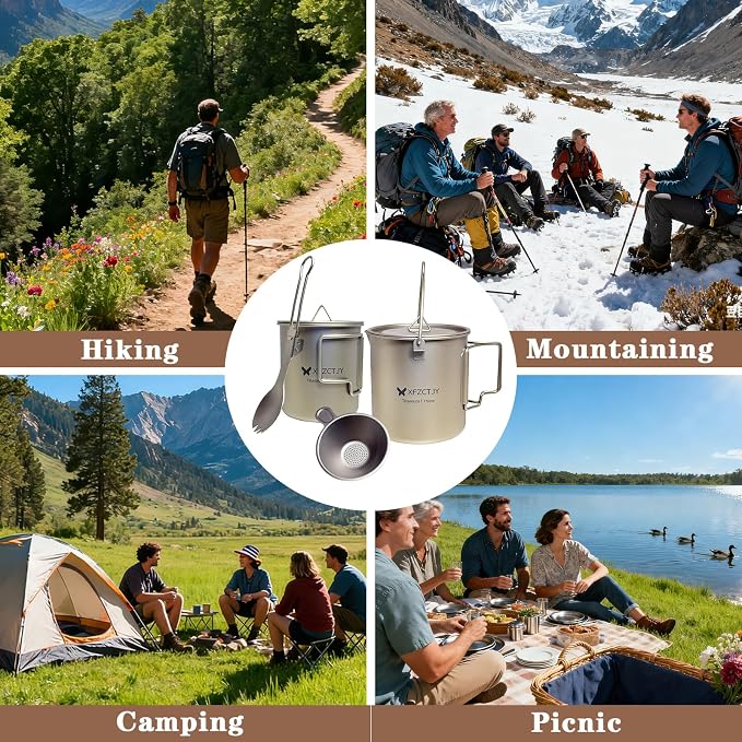 750ml/420ml Ultralight Titanium Pot Coffee Tea Mug Combo - Image 9